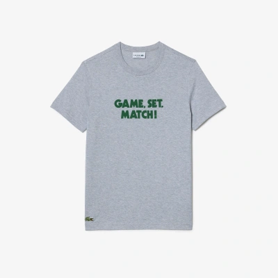 Lacoste Unisex Piquã© Effect Slogan Cotton Jersey T-shirt - Xxs In Grey