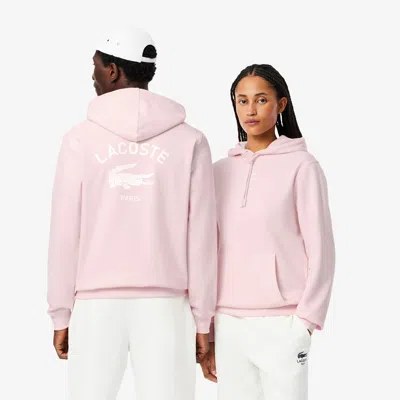 Lacoste Unisex Print Hoodie - M In Pink