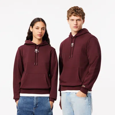 Lacoste Unisex Printed Hoodie - Xl In Red