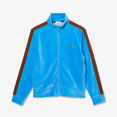 Lacoste Unisex Regular Fit Velvet Zip Sweatshirt - L In Blue