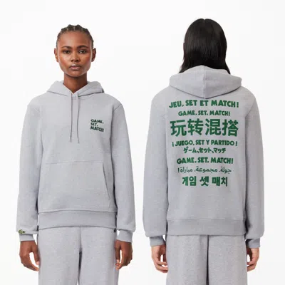 Lacoste Unisex Slogan Hoodie - M In Grey