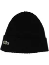 Lacoste Berretto In Lana Spazzolata A Costine Nero In Black