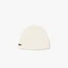 Lacoste Unisex Ribbed Knit Beanie - One Size In White
