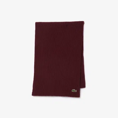 Lacoste Unisex Ribbed Wool Scarf - One Size In Red
