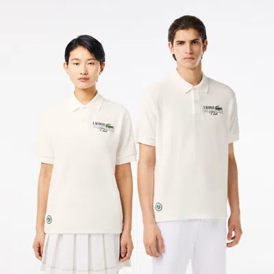 Lacoste Unisex Roland Garros Edition Terry Polo - Xxs In White