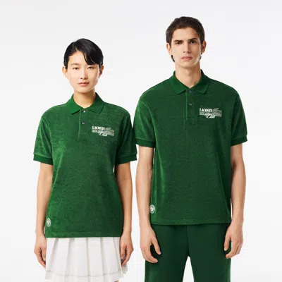 Lacoste Unisex Roland Garros Edition Terry Polo In Green