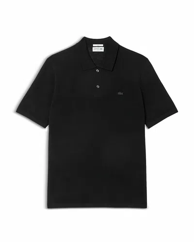 Lacoste Unisex Short Sleeved Merino Wool Polo Sweater In Black