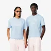 Lacoste Unisex Signature Print Cotton T-shirt - Xxl In Blue
