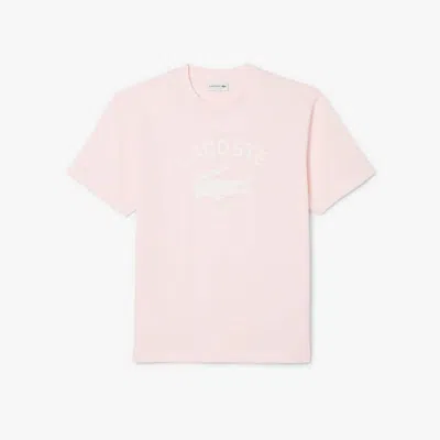 Lacoste Unisex Signature Print Cotton T-shirt - Xxs In Pink