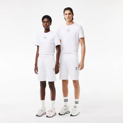 Lacoste Unisex Signature Print Shorts - M In White