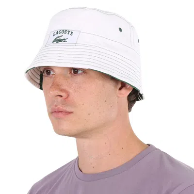 Lacoste Unisex White / Green Heritage Reversible Cotton Bob Hat In Green/white