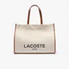 Lacoste Unisex Large Heritage Canvas Tote - One Size In Brown
