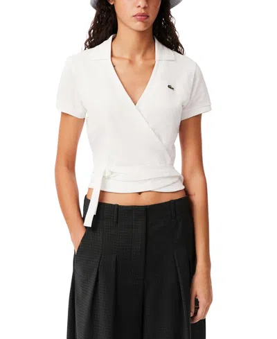 Lacoste Usa Women's Collared Short-sleeve Wrap Top