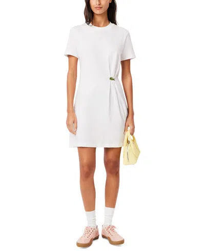 Lacoste Usa Women's Cotton Pleated T-shirt Dress In White