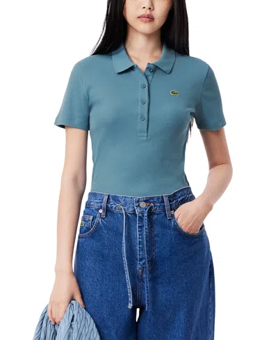Lacoste Usa Women's Cotton Slim-fit Short-sleeve Polo Tee In Gray