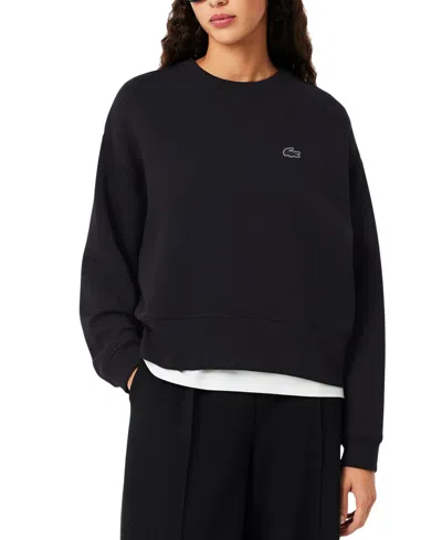 Lacoste Usa Women's Crewneck Logo Long-sleeve Sweatshirt In Black