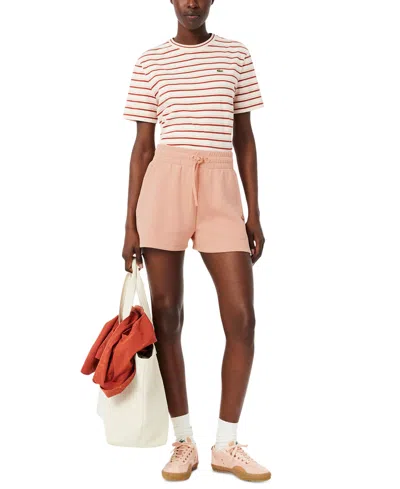Lacoste Usa Women's Drawstring Sweat Shorts In Rustcopper