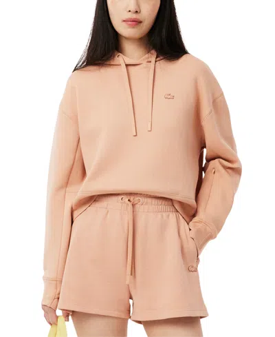 Lacoste Usa Women's Hooded Logo Long-sleeve Sweatshirt In Rustcopper