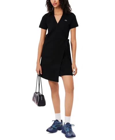 Lacoste Usa Women's Polo Wrap Dress In Black