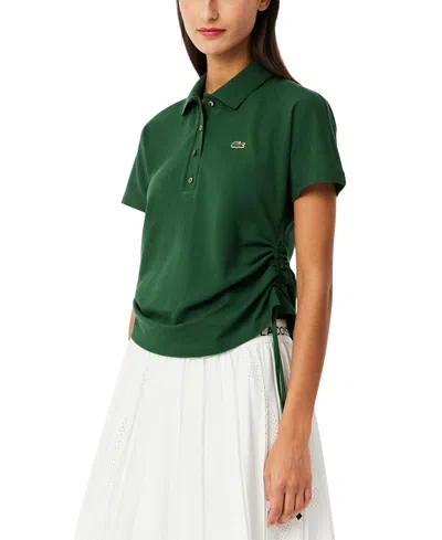 Lacoste Usa Women's Short-sleeve Ruched Polo T-shirt In Bright Green