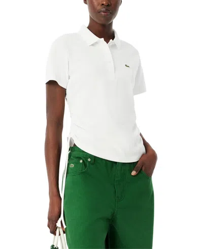 Lacoste Usa Women's Short-sleeve Ruched Polo T-shirt In White