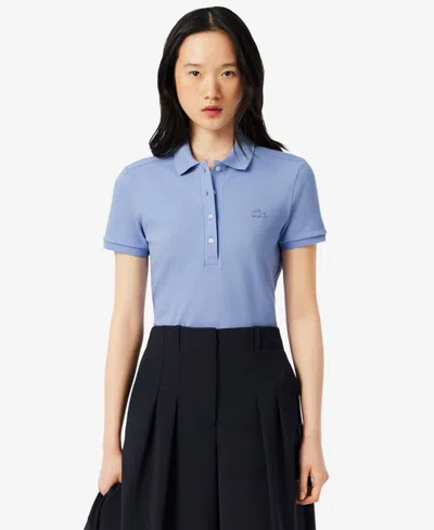 Lacoste Usa Women's Short Sleeves Slim-fit Polo Top In Blue