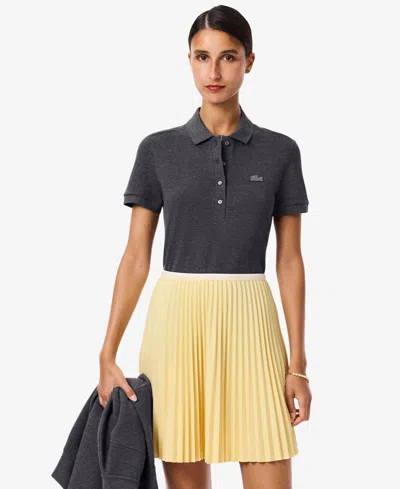 Lacoste Usa Women's Short Sleeves Slim-fit Polo Top In Gray