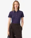 Lacoste Usa Women's Short Sleeves Slim-fit Polo Top In Purple