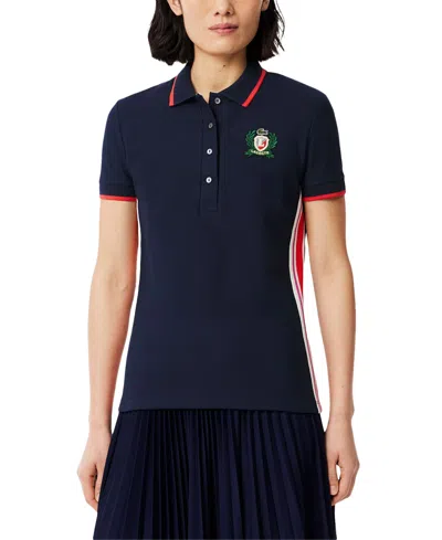 Lacoste Usa Women's Slim-fit Embroidered-badge Polo Shirt In Navy
