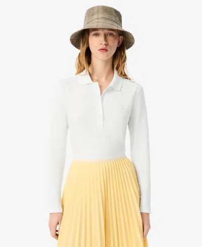 Lacoste Usa Women's Slim-fit Long Sleeve Top In White
