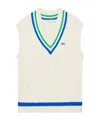 Lacoste V-neck Cable Knit Vest In White