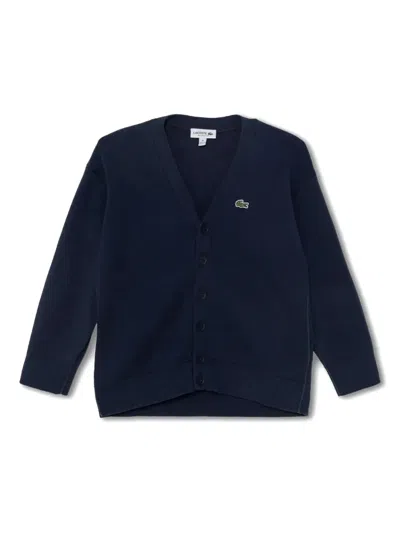 Lacoste Kids' V-neck Cardigan In Blue