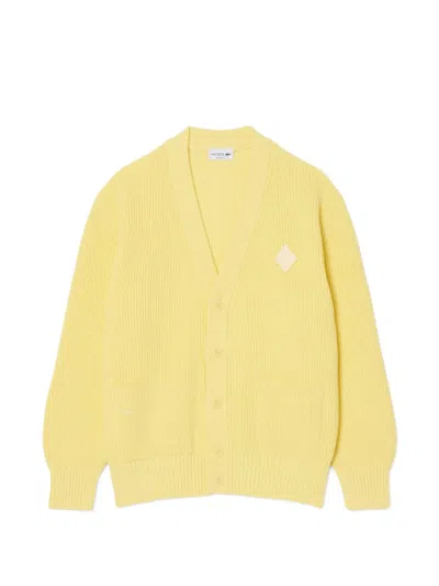 Lacoste V-neck Cardigan In Yellow