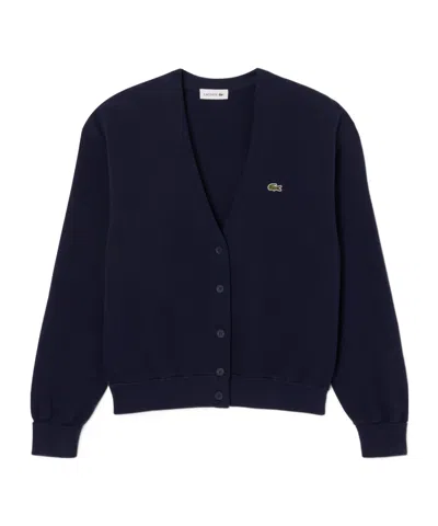 LACOSTE V NECK MOSS STITCH COTTON CARDIGAN