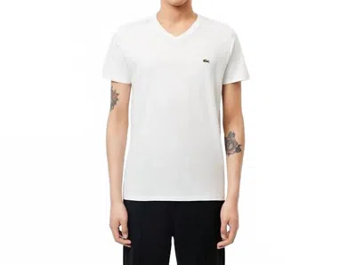 LACOSTE V-NECK SHORT SLEEVE TEE IN WHITE