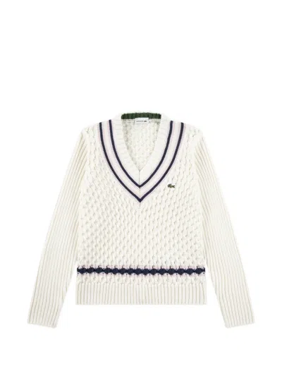Lacoste Kids' V-neck Sweater In Neutral