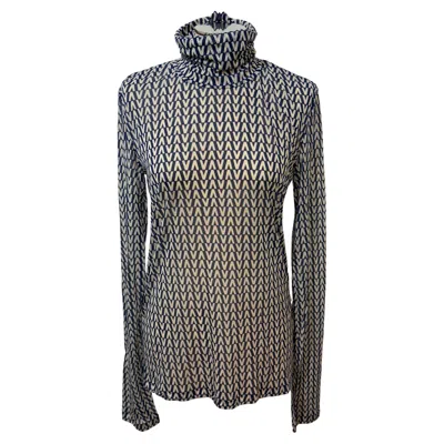 Pre-owned Lacoste Valentino High Neck Modal Shirt Size L In Black