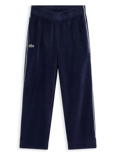 Lacoste Kids' Velour Track Pants In Blue