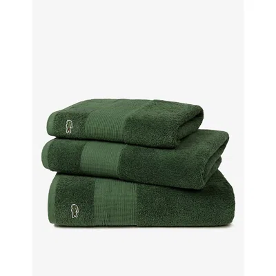 Lacoste Vert Le Croco Logo-embroidered Organic Cotton Hand Towel 50cm X 100cm Hand Towel