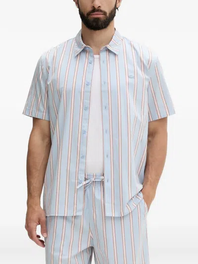 Lacoste Vertical-stripe Cotton Shirt In Blue