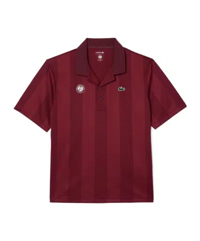 Lacoste Verticalstripe Shortsleeve Sport Polo Shirt In Red
