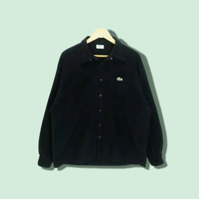 Pre-owned Lacoste Vintage 90's  Button Up Fleece Shirt Flannel Cowboy In Black