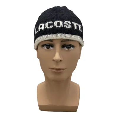 Pre-owned Lacoste Vintage  Spell Out Beanie Hats In Black