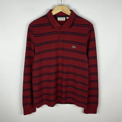 Pre-owned Lacoste Vintage  Stripped Rugby Shirt 90's In Red