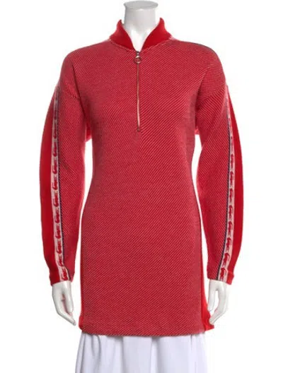 Pre-owned Lacoste Virgin Wool Striped Sweater In Red