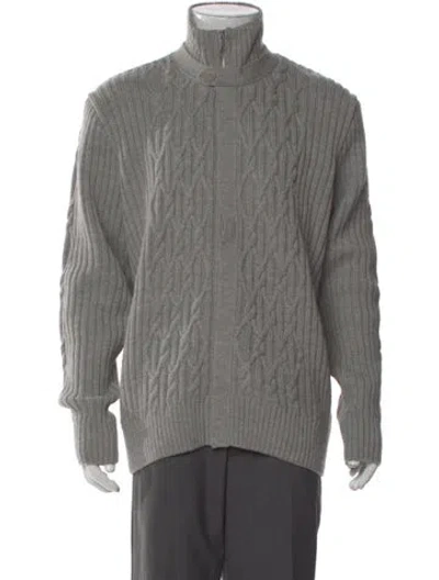 Pre-owned Lacoste Virgin Wool Turtleneck Pullover In Gray