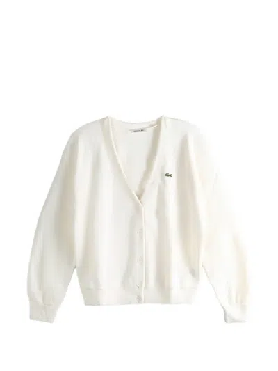 Lacoste V-neck Cardigan In White