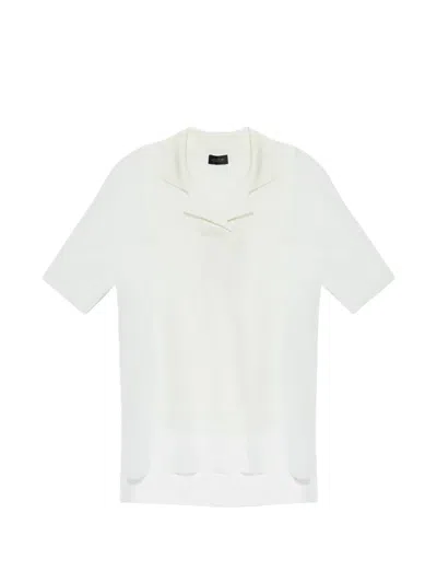 Lacoste V-neck Collared Shirt In White