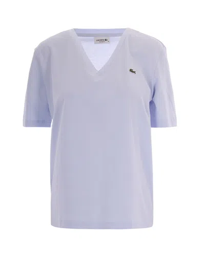 Lacoste V-neck Cotton T-shirt In Blue