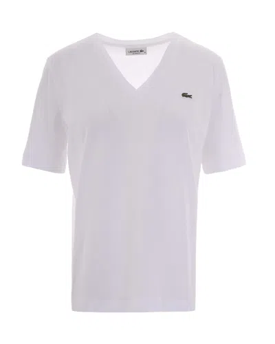 Lacoste V-neck Cotton T-shirt In White